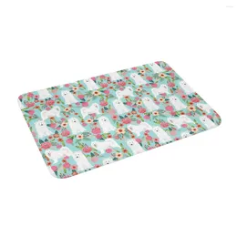 Carpets Floral Dog 24" X 16" Non Slip Absorbent Memory Foam Bath Mat For Home Decor/Kitchen/Entry/Indoor/Outdoor/Living Room