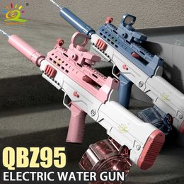 Gun Toys New Water Gun Electric LED Spitfire QBZ95 Pistol Shooting Toy Fully Automatic Summer Water Beach Toy Children and Boys Adult Gift T240524
