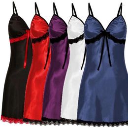 Women's Sleepwear 2024 Sexy Women Lace Silk Satin Night Dress Sleeveless Nighties V-neck Nightgown Plus Size 3XL Nightdress Nightwear