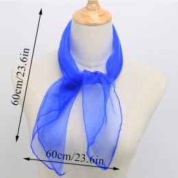 60cm Solid Color Summer Scarf Transparent Small Silk Scarves Stage Performance Women Square Towel Scarf Neckerchief Shawls Hot