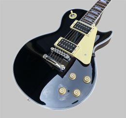 Custom black electric guitar with white binding, rosewood fingerboard, chrome hardware, high quality pickup 2589