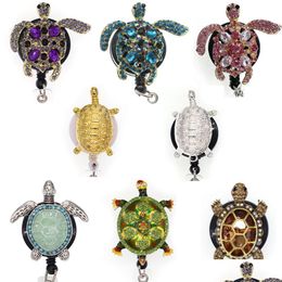 Key Rings Wholesale High Quality Rhinestone Nurse Beautif Turtle Animal Retractable Badge Reel Id Card Holder Drop Delivery Jewellery Dhycj