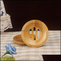 Soap Dishes Round Mini Dish Creative Environmental Protection Natural Bamboo Soaps Holder Drying Soapholder Bathroom Accessories Lls Otdgl