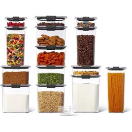 Rubbermaid Brilliance BPAFree Food Storage Containers with Lids Airtight for Kitchen and Pantry Organisation Set of 14 W Scoops 240510