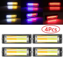 4PCS Strobe Flash Warning Light LED Strobe Lights Dynamic Flashing LED COB Light Cob Car Truck Front Grille Led Lighting