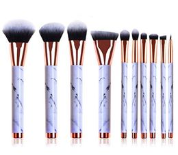 10pcs Set Marble makeup Brushes Professional Concealer Eyeliner Lip Brush Flat Foundation for women beauty tools9988999