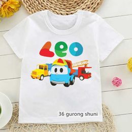 T-shirts New Hot Selling Childrens T-shirts Funny Leo Truck TV Show Cartoon Printed Boys T-shirts Cavai Girls T-shirts Fashion Childrens Clothing d240525