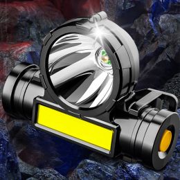 Portable Mini Powerful LED Headlamp COB Rechargeable Head-mounted Flashlight Hunting Headlight Waterproof Head Torch