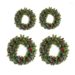 Decorative Flowers 2Piece Christmas Wreath Pine Needle Red Fruit Window Arrangement Front Door Hanging 30Cm