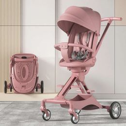 Lightweight Foldable High View Can Be Rotated 360° Sitable and Reclineable Baby Stroller Aluminum Alloy Frame L240525