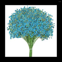 Decorative Flowers 12Pcs Baby Breath Gypsophila Artificial Plants Wedding Party Decoration Real Touch DIY Home Garden(Blue)