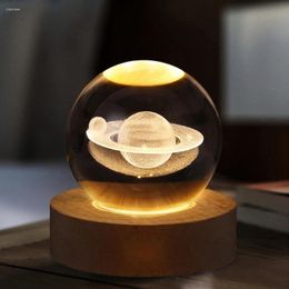Decorative Bedside Crystal Ball Desk Light Bedroom Planetary Gift Figurines Lamp For Home Night Glowing Creative Decor Galaxy 3D Xxknb