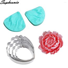 Baking Moulds Diy Peony Veiners Silicone Mould Cake Decorating Tools Chocolate Gumpaste Sugarcraft Cutters Veiner Set CS157