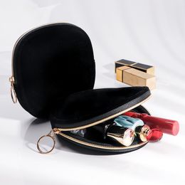 1 Pc Portable Mini Cosmetic Bag for Women Lipstick Protective Small Makeup Bag Lady Earphone Lipstick Storage Pouch Black