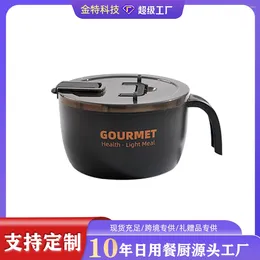 Plates 304 Stainless Steel Instant Noodles Bowl Student Dormitory Ramen Japanese Lunch Box Rice Tableware Fast
