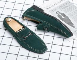 Dress Shoes Men Green Suede Loafers Casual Business Flat Slip On Formal Soft Comfortable Driving Social Shoe6645106