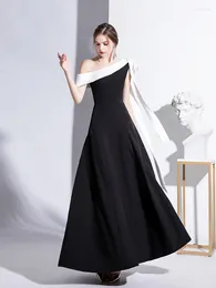 Party Dresses Women's Black Evening Fashion One Shoulder Long Celebrity Dress Female Pretty Valentine's Day Date Gown