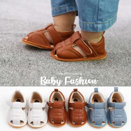 Summer Soft Leather Closed-Toe Toddler Baby Boys Girls Beach Shoes Sport Infant Kids Sandals L2405