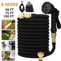 50FT~100FT Watering High-pressure Car Wash Iatable Garden Magic Hose with 8 Function Spray L2405