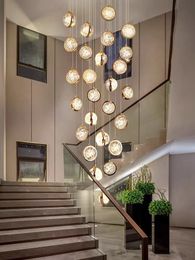 Ceiling Chandelier Modern 2024 Lamp Living Room Decor Stairs Lighting Lustre Led Chandeliers Dining luxury Duplex Loft Crystal