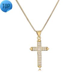 Religious Christian Moissanite Pendant Templar Knight Gold Plated Cross VVS Diamond Jewellery Necklaces Woman Iced Out Jesus