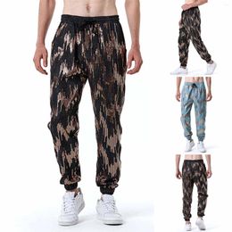 Men's Pants Black Metallic Shiny Sequin Jogger Men Casual Drawstring Sweatpants Nightclub Dance Disco Party Trousers