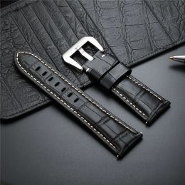Genuine Cow Leather Watchbands 20mm 22mm 24mm 26mm Steel Buckle Watch Accessories Black Brown Blue Wristwatch Straps