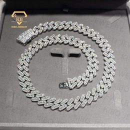 100% Pass Tester VVS Moissanite Diamond 15Mm Wide Sterling Sier Cuban Link Chain For Rapper Hiphop Necklace