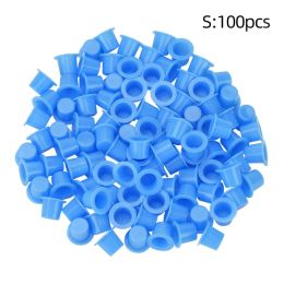 100pcs Plastic Yellow Blue Small Number Permanent Makeup Tattoo Ink Cups Pigment Caps Tattoos Supplies Colour Cup Accessories