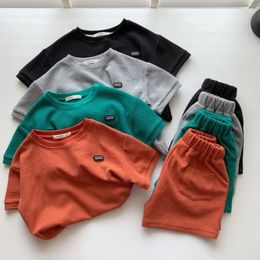 Clothing Sets Summer Baby Cotton Clothes Boy Girl Short Sleeve Tshirts Shorts Crop Set Kids Solid Top And Pants Outfits Child Loungewear