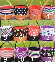 Halloween Bucket Favours Polka Dot Bat Striped Polyester Candy Collection Bag Halloween Trick or Treat Pumpkin Bags Party Decoratio4067265