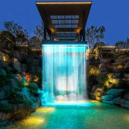Acrylic Waterfall Lights Decor Water Curtain Wall Spout Outdoor Spa Swimming Pool Courtyard With Led Light Stacked Waterfall