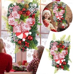 Decorative Flowers Christmas Front Door Wall Hanging Decor Xmas Wreath Tree Pendant Flower Garlands Scene Y5GB