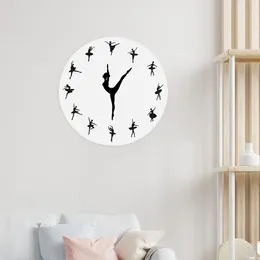 Wall Clocks Ballerina Clock Ballet Dancing Girl Silent Decorative For Dining Room Study Living Bedroom Office