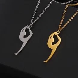 Ketten Gymnast Anhänger Halskette für Frauen Mädchen Gold Farbe Edelstahl Neck Gymnastik Sport Schmuck Geschenk in