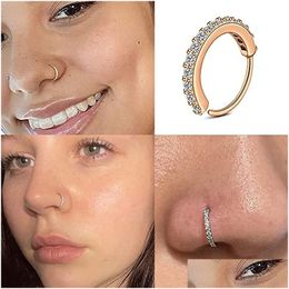 Nose Rings Studs 1Pc 20G Round Zircon Septum Ring Hoop Cartilage Tragus Helix Small Piercing Earring For Women Body Jewellery Accessorie Oti6O