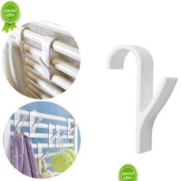 Bathroom Shelves New Kitchen Clothes Hangers Clips Storage Racks White Hanger For Heated Towel Radiator Rail Scarf Holder Drop Deliver Dhaiw