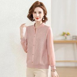 Women's Blouses Clothing Spring/Summer Lace Pullover Blouse Casual V-Neck Button Stylish Long Sleeve Shirt