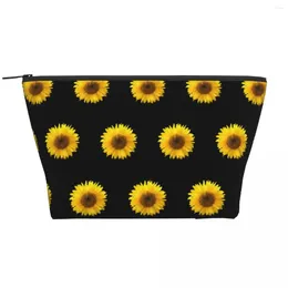 Storage Bags Beautiful Sunflower Pattern Zipped Organisers Elegant Flowers Bathroom Multi-purpose Makeup Pouch Women Cosmetic