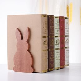 Wooden LovelyRabbit Shape Desktop Organiser Desktop Office Home Bookends Anti-Skid Book Ends Stand Holder Shelf Desk Organiser