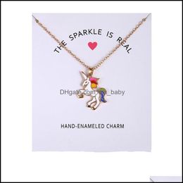 Pendant Necklaces Fashion Necklace For Girls Children Kids Enamel Cartoon Horse Jewelry Women Animal With Retail Card Drop Delivery Pe Dhgjn