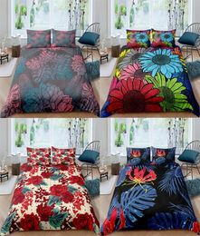 Flower Pattern Comforter Cover Pillowcase Bedding Set Bed Linens Quilts Twin Full Queen King Size Floral Duvet Bedclothes Sets5833432