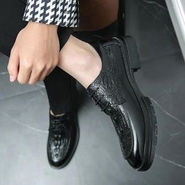 Casual Shoes Men Genuine Leather Oxford For Men's Brogue Wedding Business Mens Flats Platform