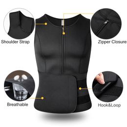Neoprene Men's Shapers Sweat Vest for Men Waist Trainer Vest Adjustable Workout Body Shaper with Double Zipper for Sauna Suit