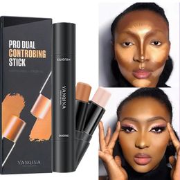 Doubleheaded Face Brown Bronzer Contour Stick Foundation Make Up Pen Smooth Shadow Highlight Concealer Cosmetics 240510