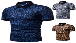 Men Leopard Polos Summer Fashion Trend Short Sleeve Casual Polo Shirt Designer Male Autumn New Lapel Loose Elasticity Tee Tops5296381