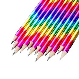 12Pcs Rainbow Colour Pencils Colourful Wood Pencils Bright Round Pencils with Eraser Top for Home Office School Classroom Supplies