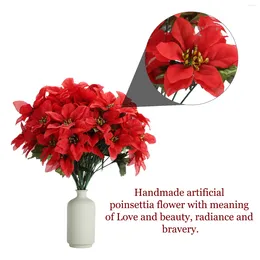 Decorative Flowers 7 Branch Artificial Poinsettia Flower Home Office Decoration Wedding Christmas Supplies Party Event Floral