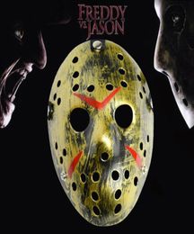 Retro Jason Mask Horror Funny Full Face Mask Bronze Halloween Cosplay Costume Masquerade Masks Scary Hockey Mask Party Supplies DB4383240