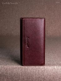 Wallets LEFT&NORTH Women's Phone Wallet Bag Trend 2024 Genuine Leather Natural Cowhide Elegant Vintage Long Purse Original Brand